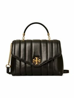 Tory Burch Satchel Kira Leather Top Handle Black