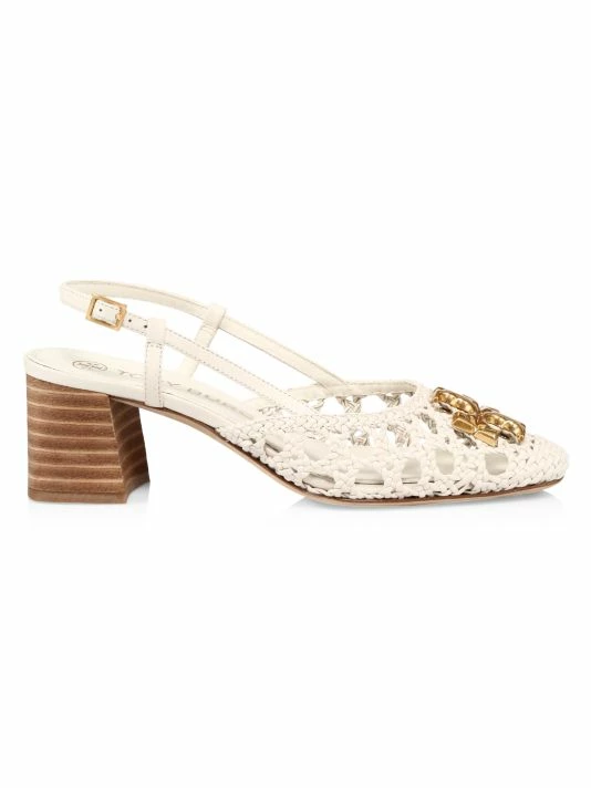 Tory Burch Pump Eleanor Woven Leather Slingback 1 Tory Burch Pump Eleanor Woven Leather Slingback