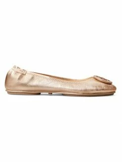 Tory Burch Minnie Flat Leather Ballet Metallic
