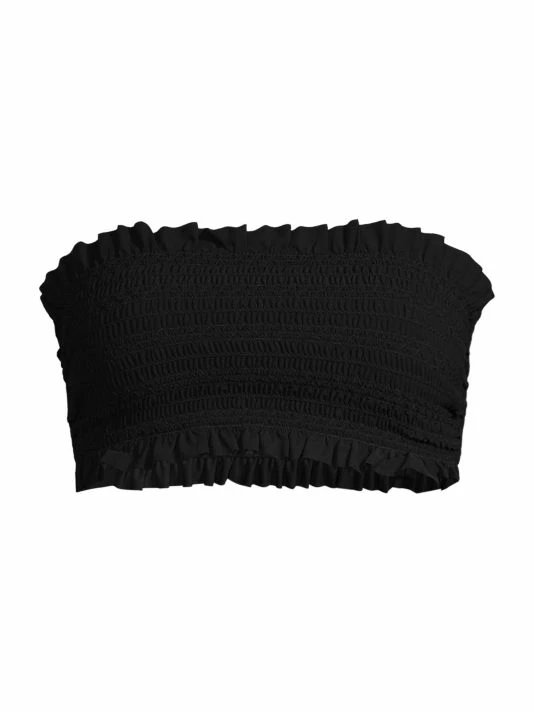 Tory Burch Bikini Top Costa Bandeau Smocked Black 1 Tory Burch Bikini Top Costa Bandeau Smocked Black