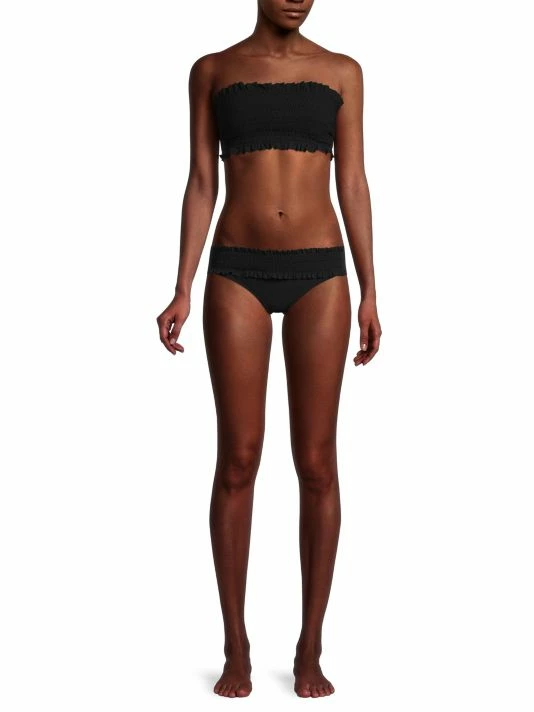 Tory Burch Bikini Top Costa Bandeau Smocked Black 2 Tory Burch Bikini Top Costa Bandeau Smocked Black - Image 2