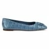 Tory Burch Ballet Flat Leather Croc-Embossed Square-Toe Georgia