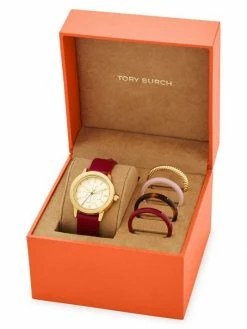 Tory Burch Gigi Set Watch Stainless Steel Leather Strap Red Goldtone -Tory Burch Shop unnamed file 2417