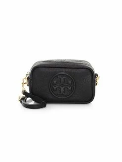 Tory Burch Camera Bag Perry Bombé Leather Mini Grey Heron