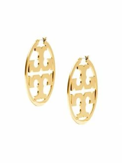 Tory Burch Earring Goldtone Double T Hoop