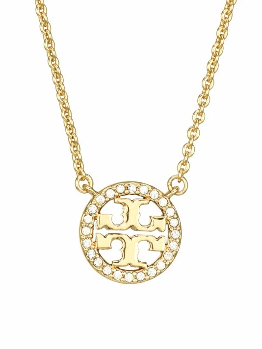 Tory Burch Pendant Necklace Logo Crystal 1 Tory Burch Pendant Necklace Logo Crystal