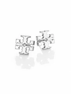 Tory Burch Earring Logo Stud Silvertone