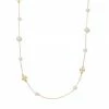 Tory Burch Necklace Pearl Goldtone Long Logo Station Cultured