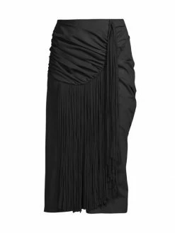Tory Burch Wrap Skirt Poplin Fringe