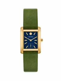 Tory Burch Watch Eleanor Leather Goldtone