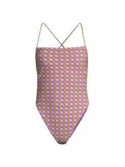 Tory Burch Swimsuit T Monogram Tie-Back One-Piece
