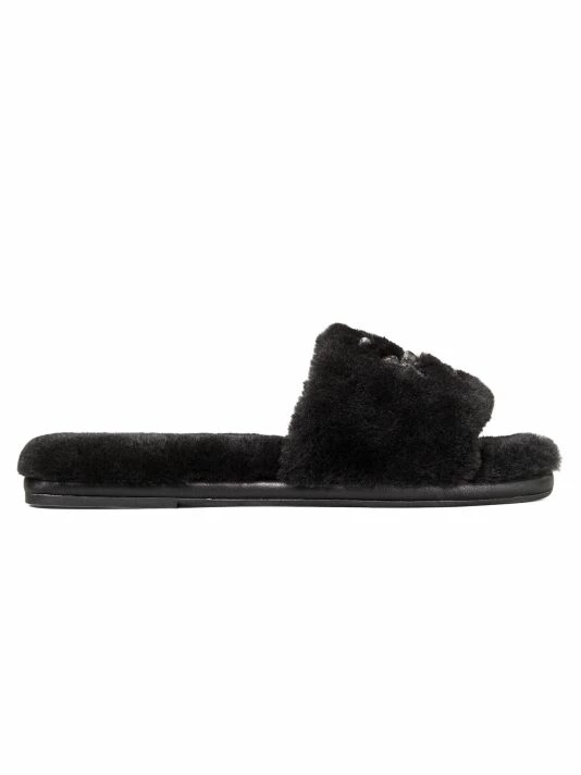 Tory Burch Slide Shearling Perfect Black Logo Jeweled 6 Tory Burch Slide Shearling Perfect Black Logo Jeweled - Image 6