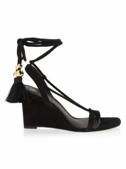 Tory Burch Sandal Suede Wrap Plisse Wedge