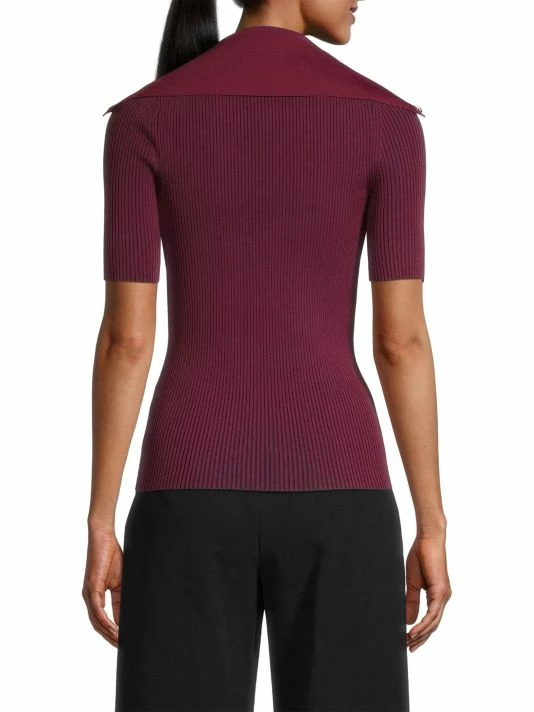 Tory Burch Rib-Knit Polo Top 5 Tory Burch Rib-Knit Polo Top - Image 5