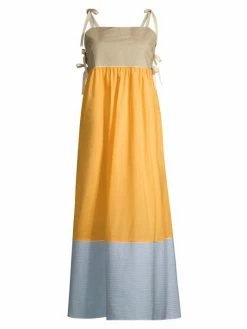Tory Burch Maxi Dres Tie-Shoulder Colorblock
