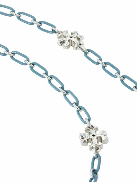 Tory Burch Necklace Enamel Logo Chain Roxanne Silvertone 4 Tory Burch Necklace Enamel Logo Chain Roxanne Silvertone - Image 4