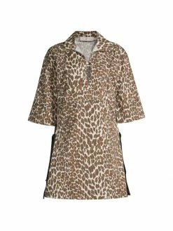 Tory Burch Minidres Poplin Reva Leopard Print