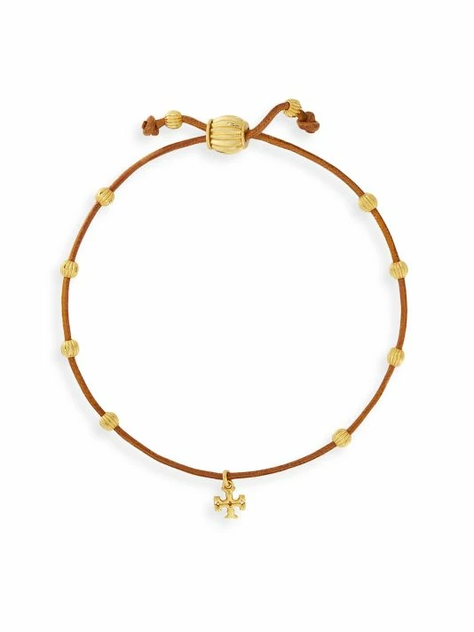 Tory Burch Bracelet Kira Goldtone Leather Beaded 1 Tory Burch Bracelet Kira Goldtone Leather Beaded