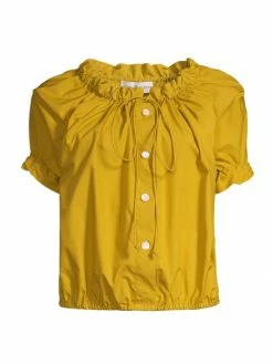 Tory Burch Top Poplin Tie-Neck Lemon Lime -Tory Burch Shop unnamed file 346