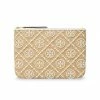 Tory Burch Pouch T Monogram Embellished Straw Brown