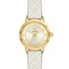 Tory Burch Tory Goldtone Watch Stainless Steel Leather Strap