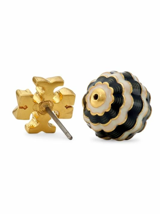Tory Burch Earring Roxanne Enamel, 18K-Gold-Plated, Resin Double-Stud 3 Tory Burch Earring Roxanne Enamel, 18K-Gold-Plated, Resin Double-Stud - Image 3