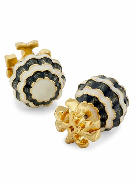 Tory Burch Earring Roxanne Enamel, 18K-Gold-Plated, Resin Double-Stud 4 Tory Burch Earring Roxanne Enamel, 18K-Gold-Plated, Resin Double-Stud - Image 4
