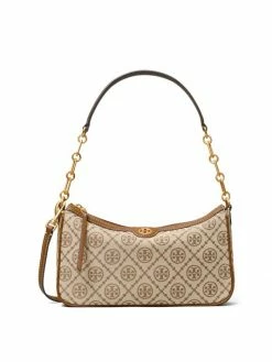 Tory Burch Tory Navy Shoulder Bag Logo Jacquard