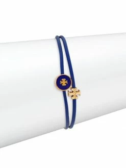 Tory Burch Charm Bracelet Kira 18K-Gold-Plated, Leather, Enamel Logo