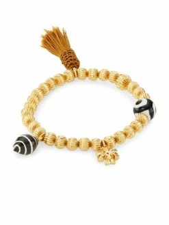 Tory Burch Bracelet Roxanne 18K-Gold-Plated, Silk Shell, Beaded