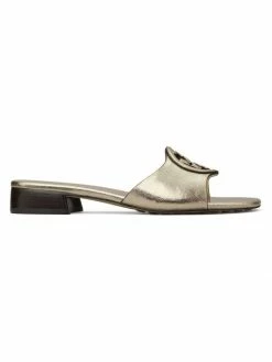 Tory Burch Bombé Miller Sandal Leather Slide Metallic