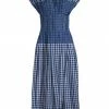 Tory Burch Picnic Plaid Midi-Dres Silk Claire