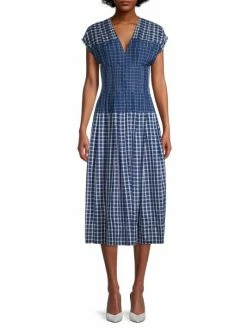 Tory Burch Picnic Plaid Midi-Dres Silk Claire -Tory Burch Shop unnamed file 523