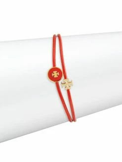 Tory Burch Bracelet Kira 18K Gold-Plated, Enamel Leather Logo