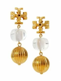 Tory Burch Earring Resin Goldtone Roxanne Double-Drop