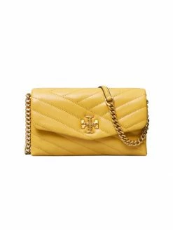 Tory Burch Wallet-On-Chain Cream Leather New Chevron Kira