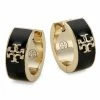 Tory Burch Earring Logo Huggie Kira 18K-Gold-Plated Enamel Hoop