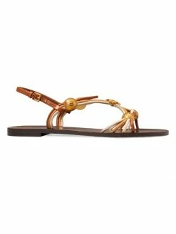 Tory Burch Sandal Leather Beaded Multi-Strap Capri