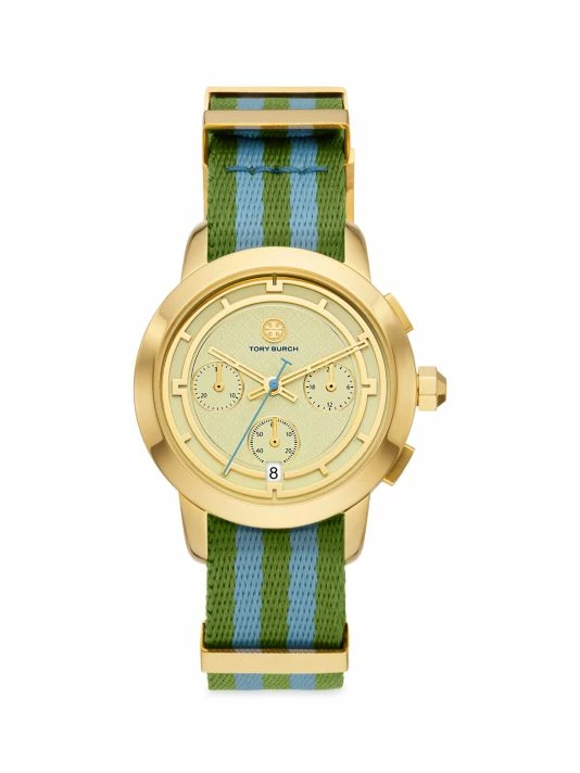 Tory Burch Tory Goldtone Watch Stainless Steel Fabric Chronograph 1 Tory Burch Tory Goldtone Watch Stainless Steel Fabric Chronograph
