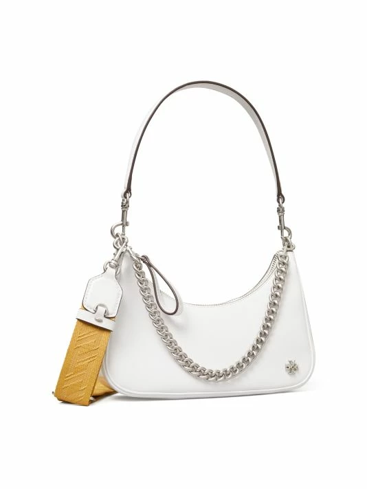 Tory Burch Shoulder Bag 151 Mercer Leather Patent Crescent White 2 Tory Burch Shoulder Bag 151 Mercer Leather Patent Crescent White - Image 2