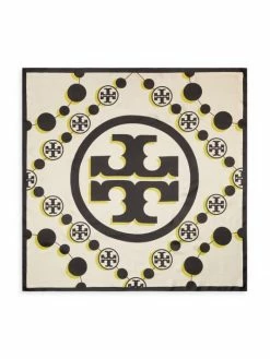 Tory Burch Scarf Monogram Silk Double-Sided 3D