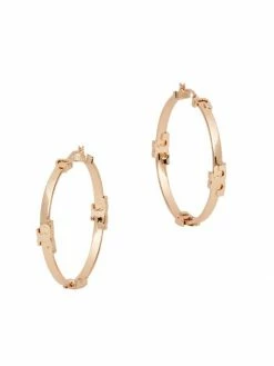 Tory Burch Earring Serif-T 18K Gold-Plated Logo Hoop