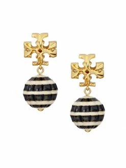 Tory Burch Earring 18K-Gold-Plated Enamel Drop Roxanne