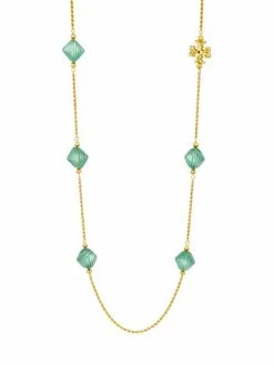 Tory Burch Necklace Resin Goldtone Roxanne