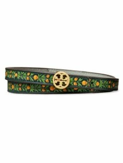 Tory Burch Belt Logo Leather Skinny Printed