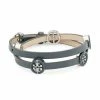Tory Burch Bracelet Leather, Enamel Miller Double-Wrap Silvertone,