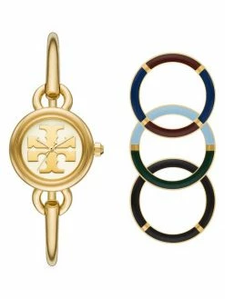 Tory Burch Set Watch Bracelet Stainess Steel Goldtone Miller