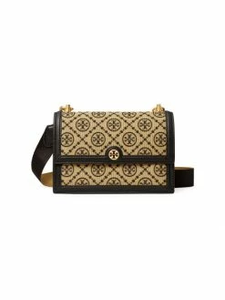 Tory Burch Raffia Shoulder Bag T Monogram