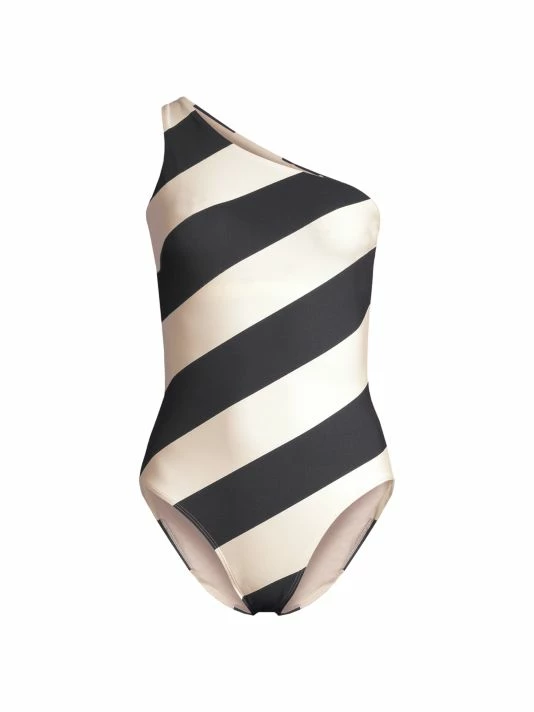 Tory Burch Swimsuit One-Piece Striped One-Shoulder 1 Tory Burch Swimsuit One-Piece Striped One-Shoulder