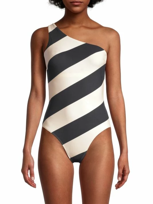 Tory Burch Swimsuit One-Piece Striped One-Shoulder 3 Tory Burch Swimsuit One-Piece Striped One-Shoulder - Image 3